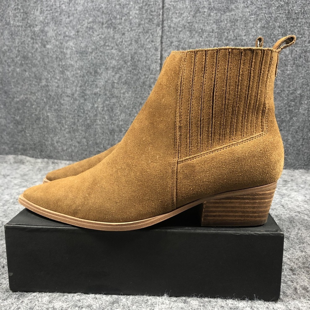 Marc Fisher LTD Chelsea Ankle Boots Womens 7.5 M Brown Suede Block Heel - Picture 7 of 16